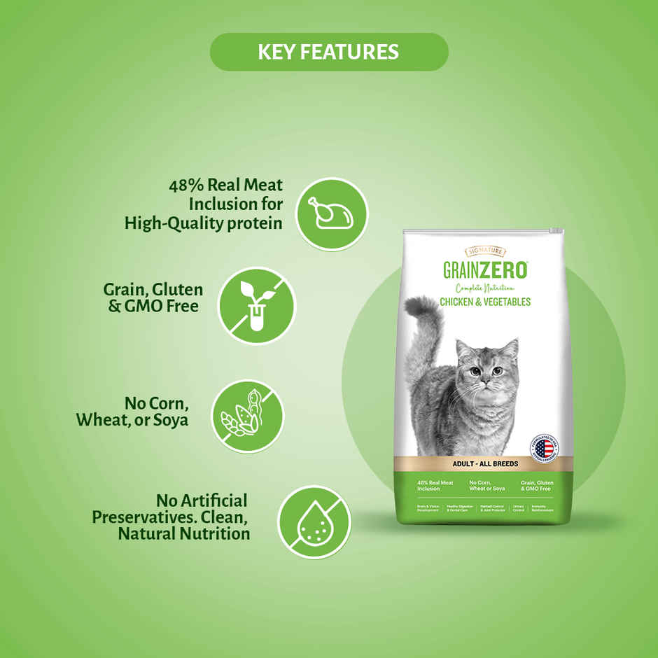 Grain Zero Chicken and Veg, Adult Dry Cat Food 1.2 kg + Free Cat Creamy Treat 75 g