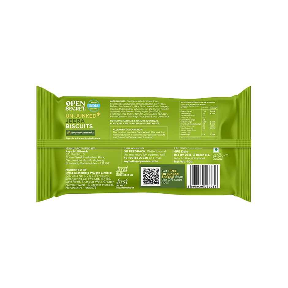 Open Secret Zero Maida Jeera Millet Biscuit | Healthy Snacks with Zero Refined Sugar & No Palm Oil