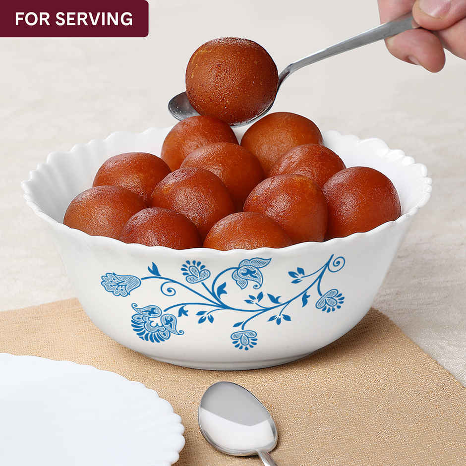 Larah by Borosil Azure Pudding Set | Opalware Crockery for Dining & Gifting Bowl Set