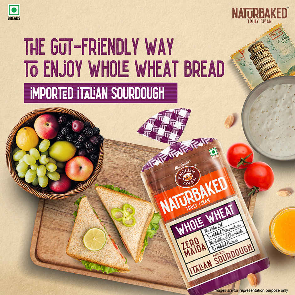Naturbaked Zero Maida Whole Wheat Bread | No Added Preservatives | Clean Label
