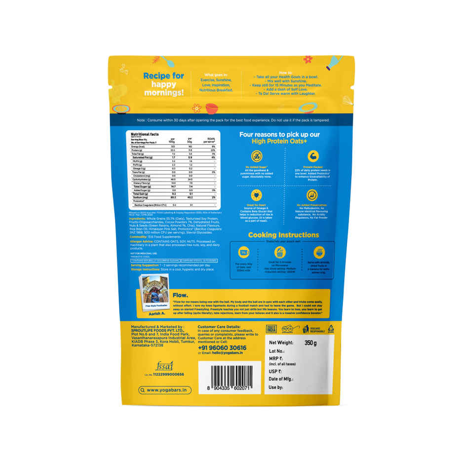 Yogabar 23 g High Protein Oats | Choco Almond | No Added Sugar 