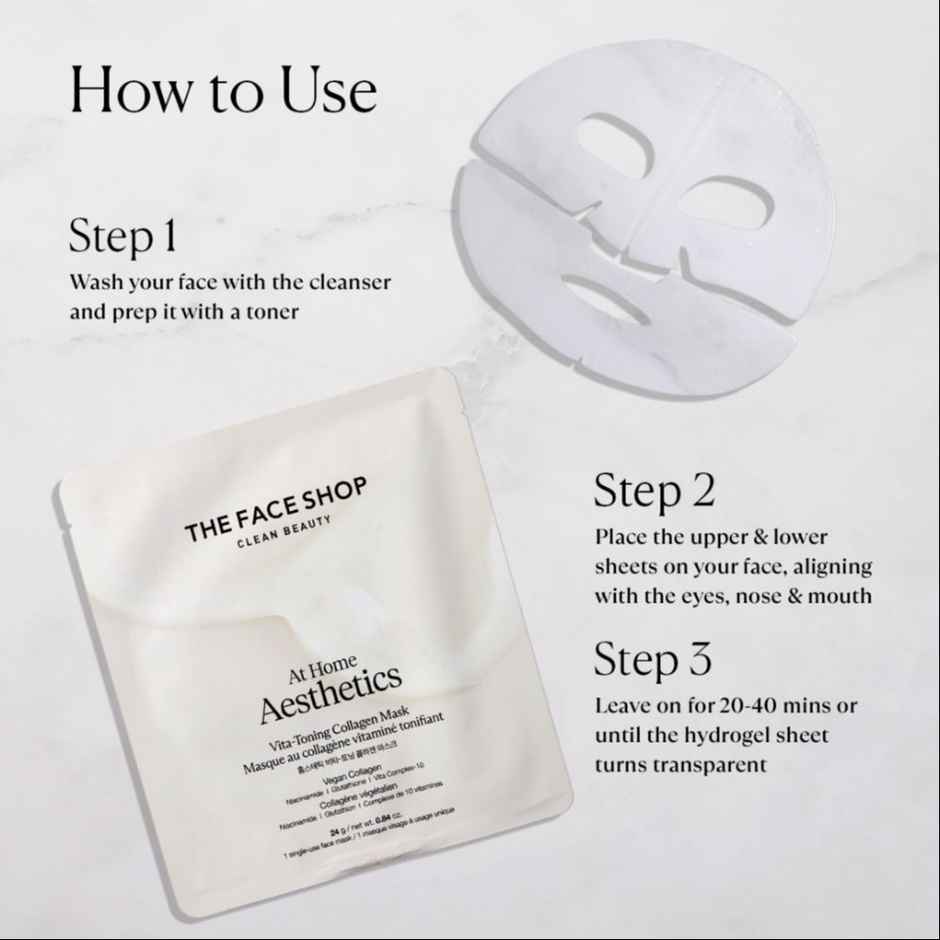The Face Shop Vita-Toning Collagen Face Mask With Glutathione & Hyaluronic Acid
