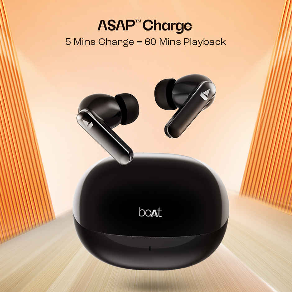 boAt Airdopes 301 in Ear TWS Earbuds, 75hrs Playtime, Quad Mics with ENx, ASAP Charge, IWP Tech, Beast Mode (50ms Low Latency), 10mm Drivers, Bluetooth v5.3 & IPX5 Resistance - Midnight Shadow