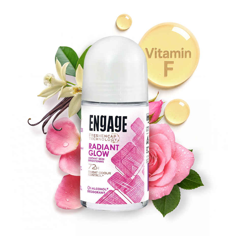 Engage Radiant Glow Underarm Roll-On Women | Instant Skin Brightening | 72hr Protection