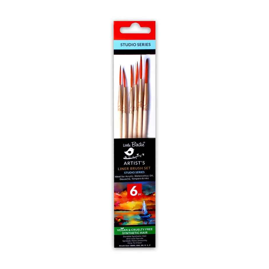 Itsy Bitsy Liner Brush Synthetic Hair Size.0000 000 00 0 1 2 Set of 6 Pc Lb