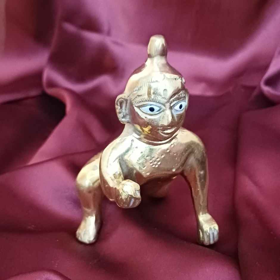 Gullak Laddoo Gopal Brass Idol | Size - 4 inch
