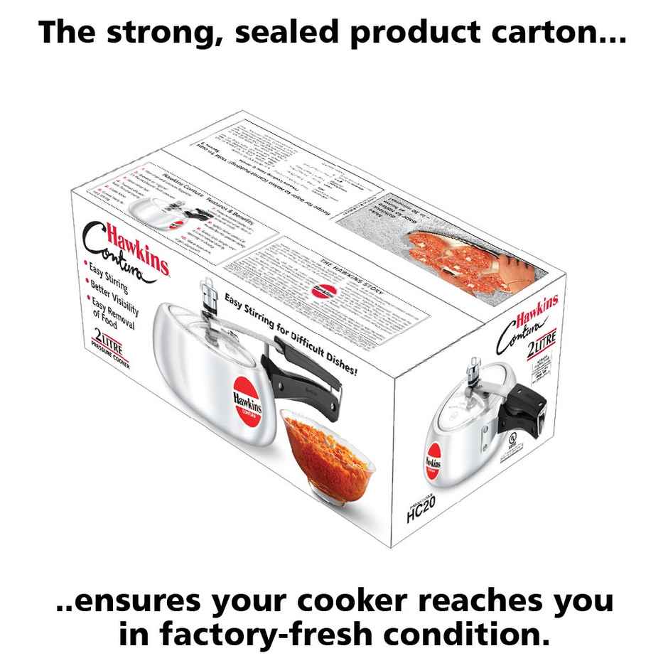 Hawkins 2 Litre Contura Pressure Cooker Handi Inner Lid Cooker - Silver