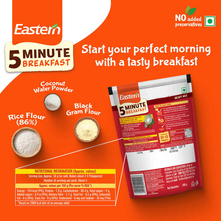Eastern 5 Min Instant Breakfast Palappam Ready Mix