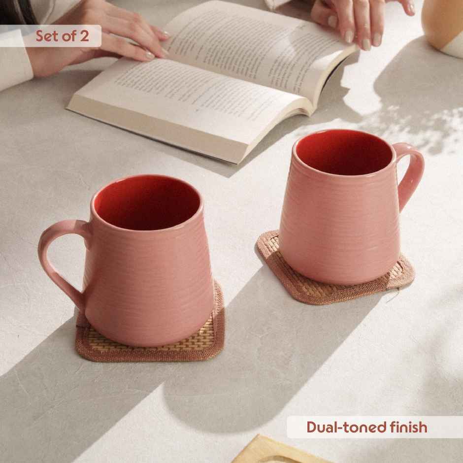 Borosil Porcelia Bello Blush Tea Coffee Porcelain Mug Set Microwave Dishwasher Safe