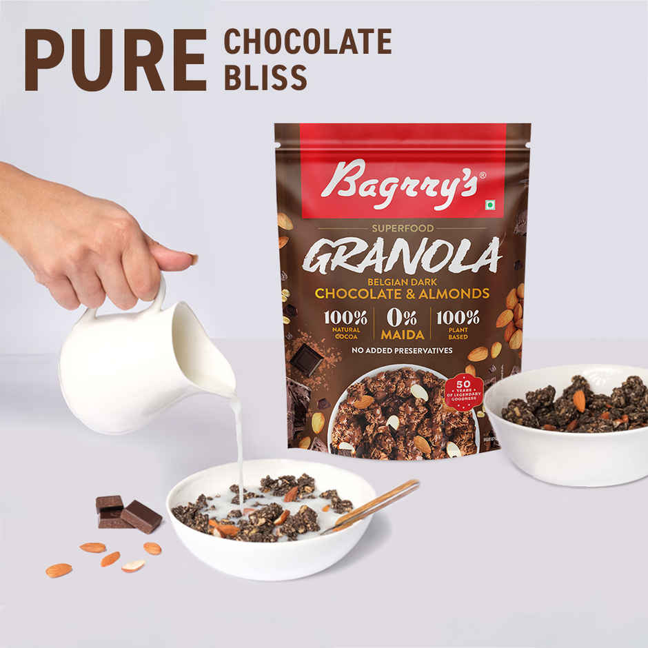 Bagrry's Belgian Dark Chocolate & Almonds Granola (100% Natural Cocoa)