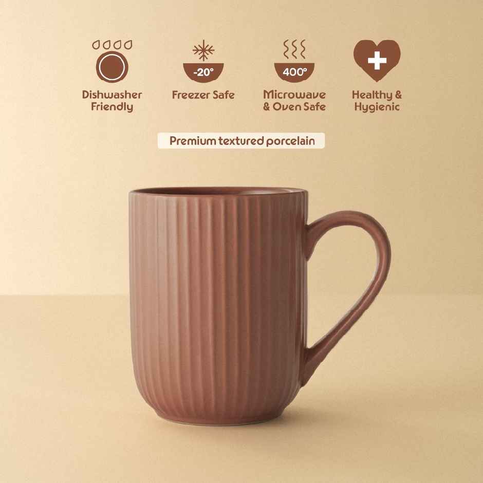 Borosil Porcelia Flute Rose Tea Coffee Porcelain Mug Set Microwave Dishwasher Safe