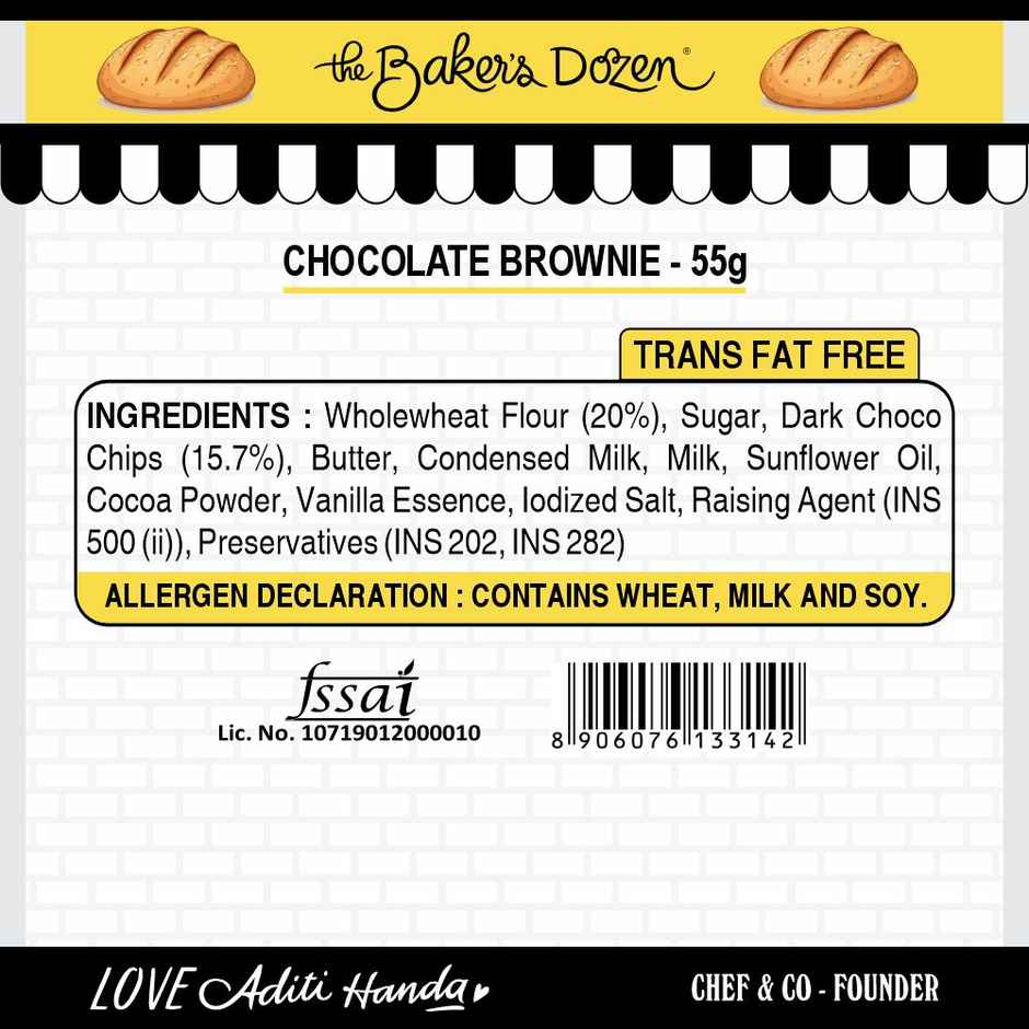 The Baker'S Dozen Whole Wheat Banana Walnut Cake | Bakery Delight (150g) & The Baker'S Dozen Zero Maida Chocolate Brownie | Bakery Delight (55g) Combo