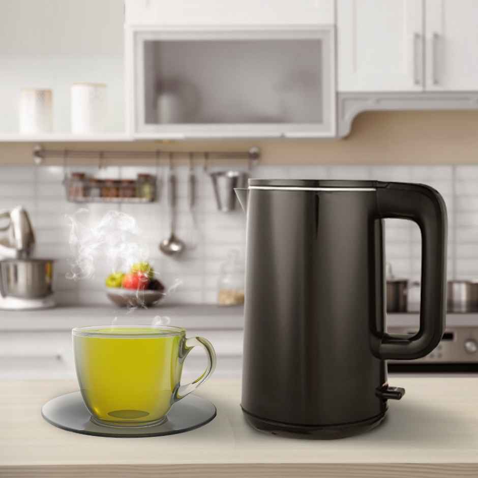 Sharp Electric Kettle 1.5 L EKJ-15DN-B | Glossy Black | Double Layered Stainless Steel Protection