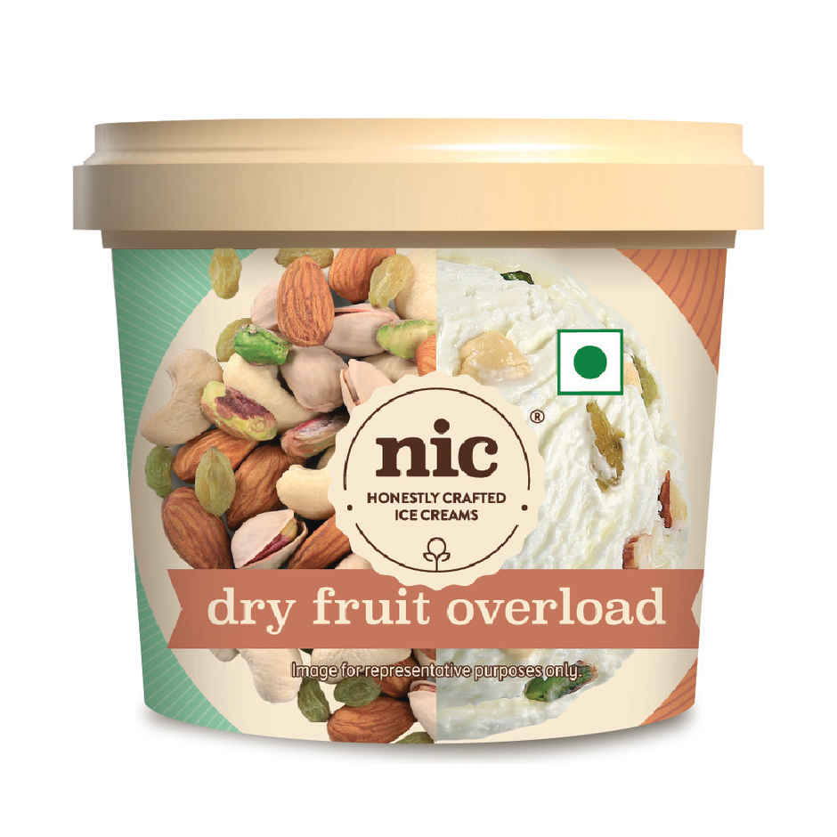 NIC Dry Fruit Overload Ice Cream Cup | Preservative Free | No Artificial Flavors