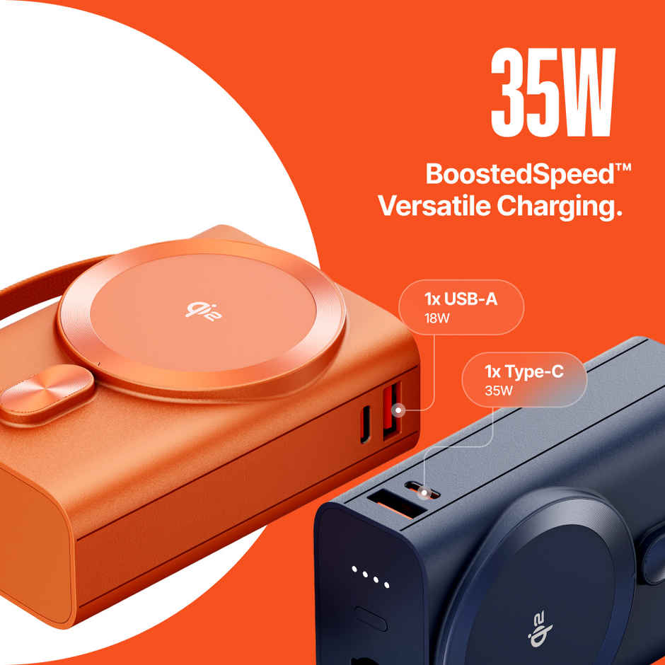 Ambrane 25W Qi2.2 Magsafe Wireless 20000mAh Powerbank | 35W Wired Charging | Fastest Orbit Titanium