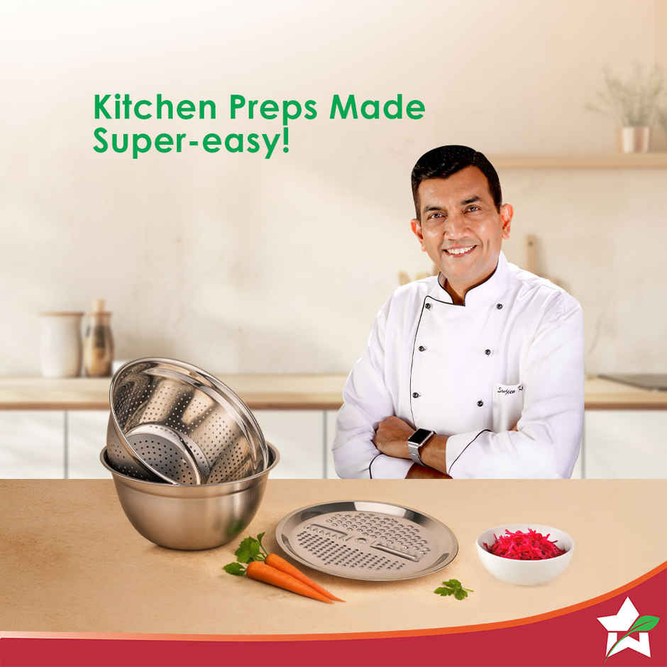 Wonderchef Modena Bowl with Strainer & Grater | SS Multi Use