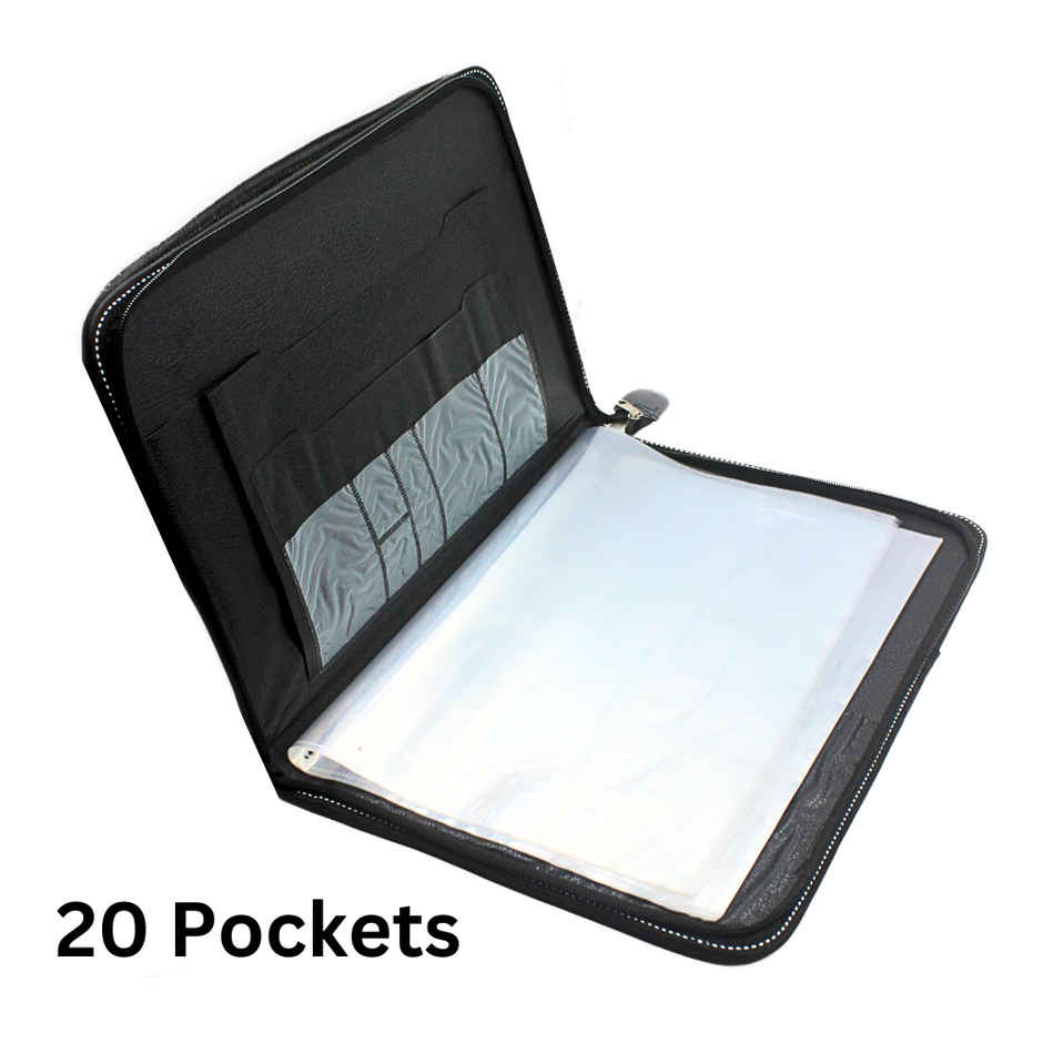 Leather Multipurpose 20 Sleeve File Folder For Certificates And Documents