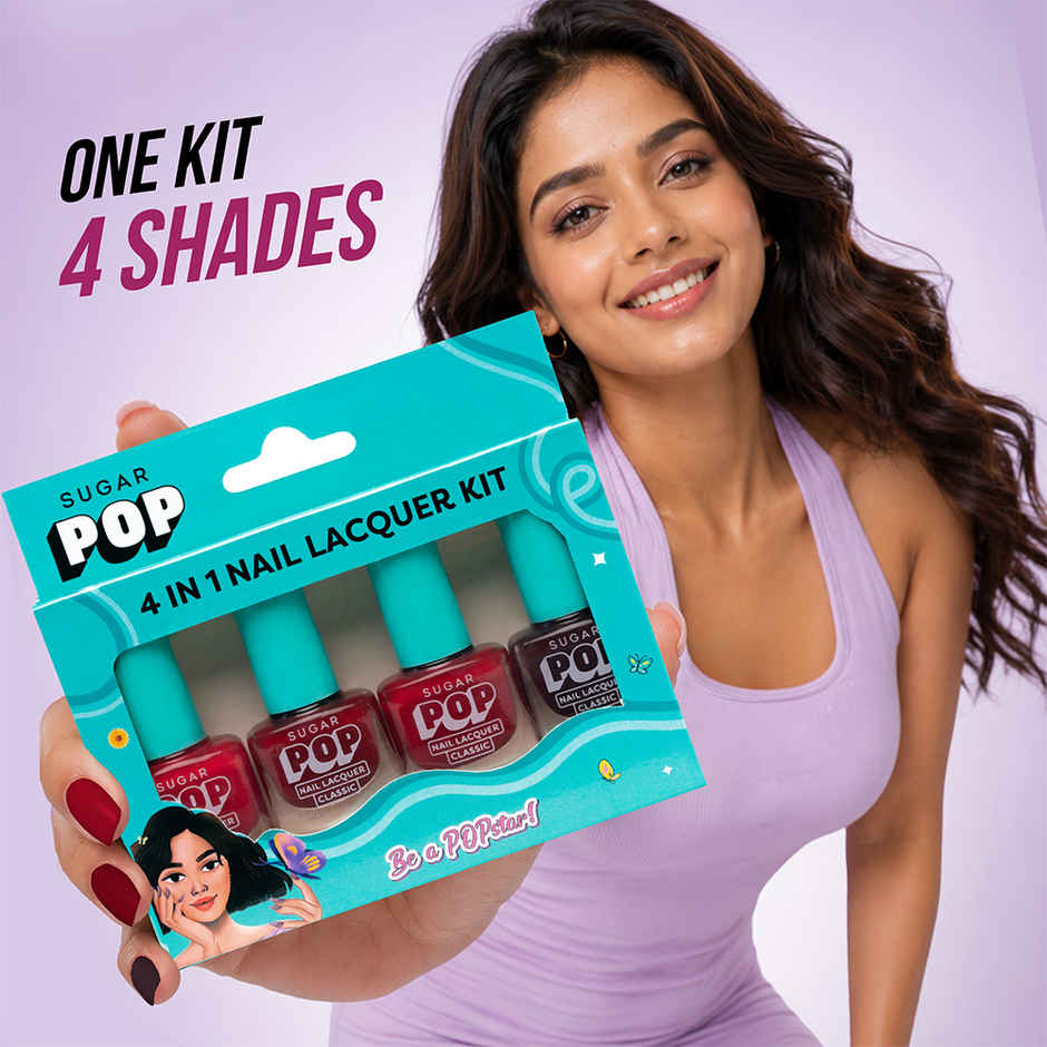SUGAR POP 4 in 1 Nail Lacquer Kit | 02 Rouge Canvas | Long-Lasting Shine
