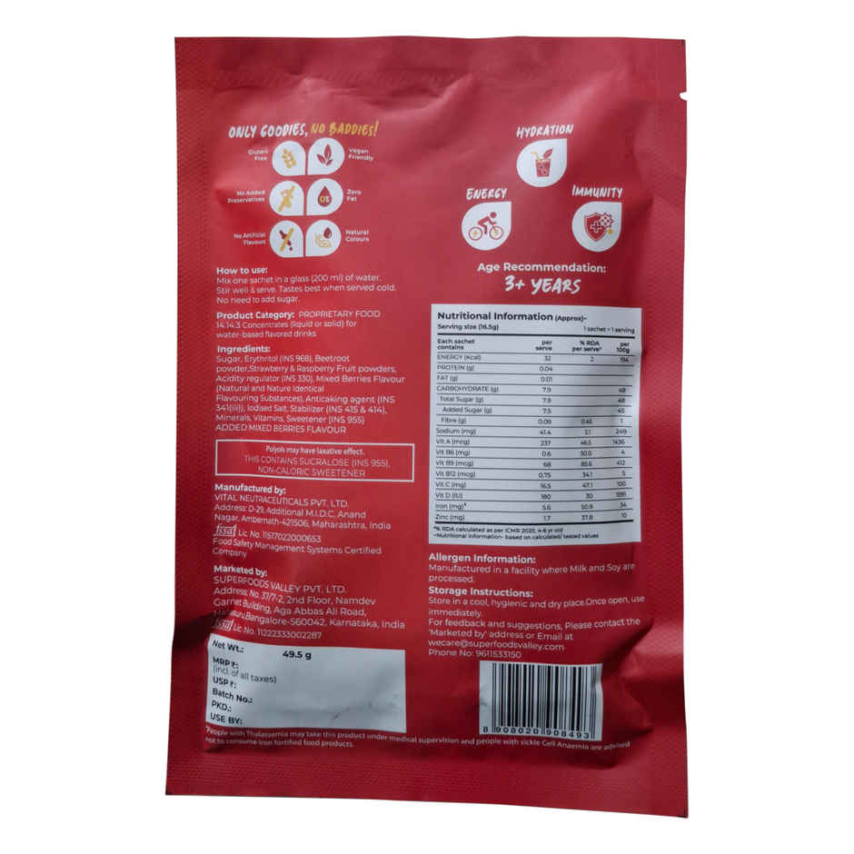 Good Monk Fruit Drink Mix | Mixed Berries | 50% Less Sugar | 8 Vitamins & Minerals | 3 Sachets