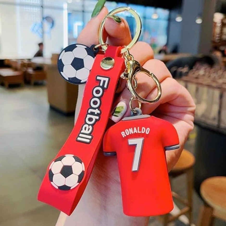 Ronaldo Red Jersey 3D Rubber Silicone Keychain