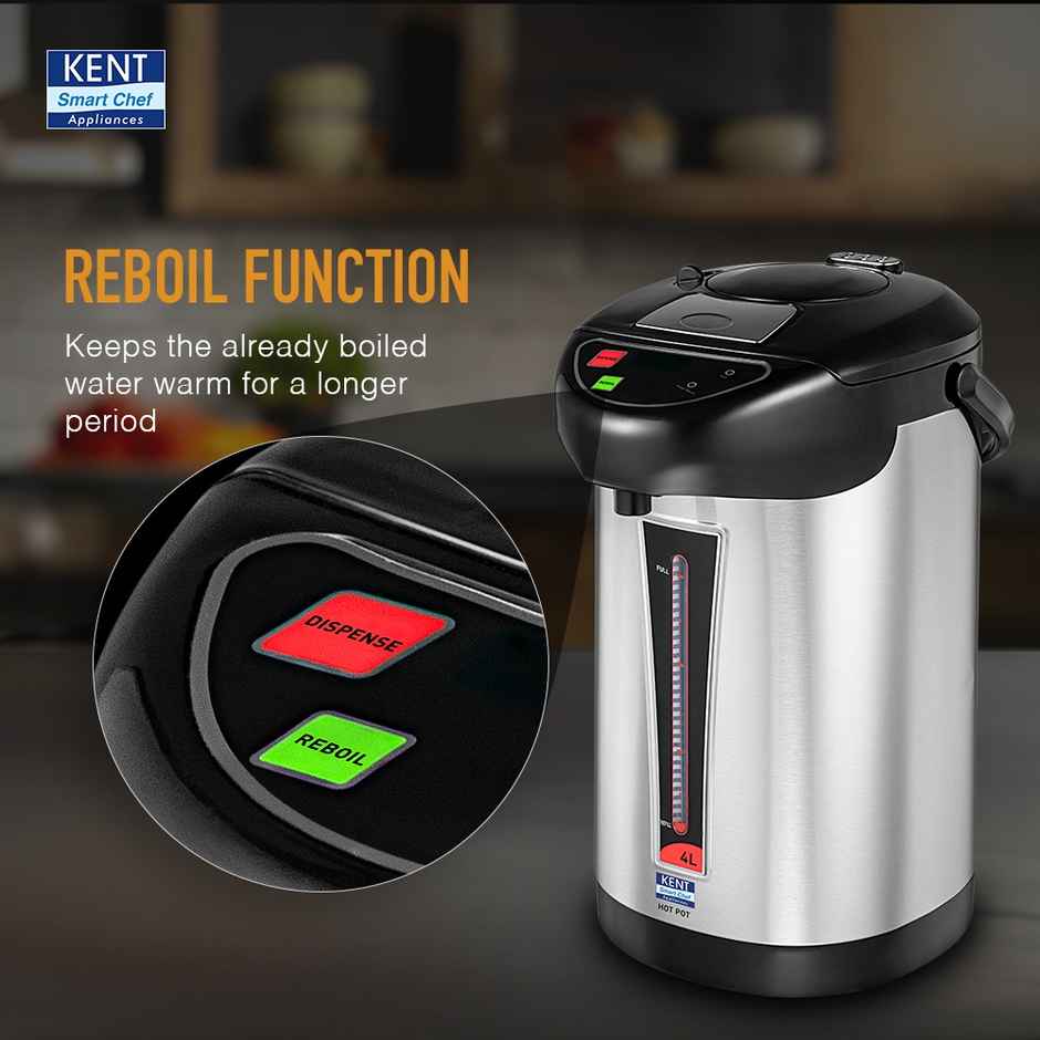 Kent Hot Pot Auto Electric Kettle With Water Dispenser 4 Liters Storage Capacity 750 Watts