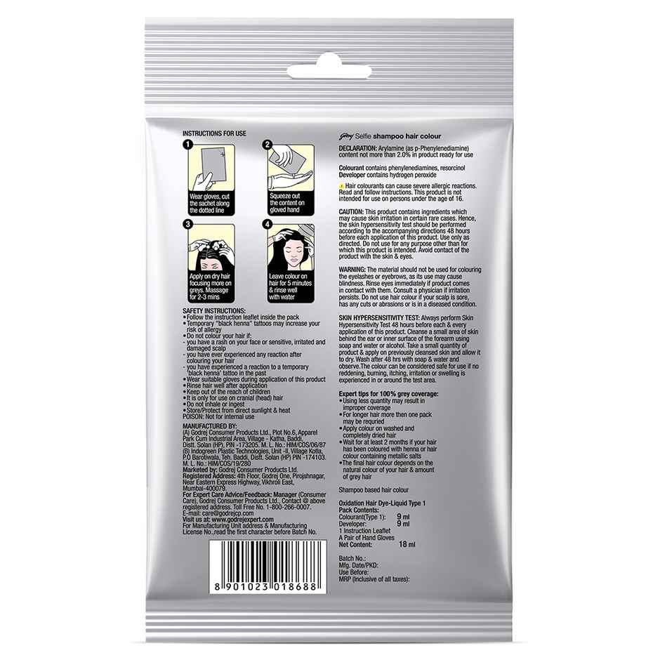 Godrej Selfie 5 Minute Shampoo Hair Colour Natural Black