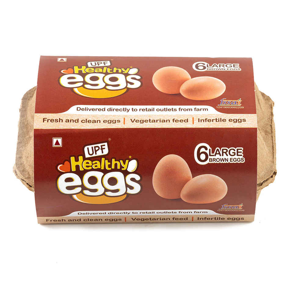UPF Healthy Brown - Large Eggs, 6 Pieces | Protein Rich | Veg Feed | Infertile