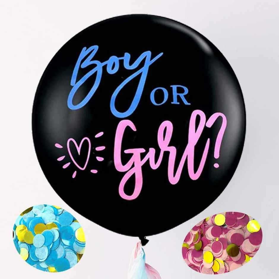 Gender Reveal Party Balloon With Confetti Latex Boy Or Girl Balloon For Baby Shower Party | Chrome