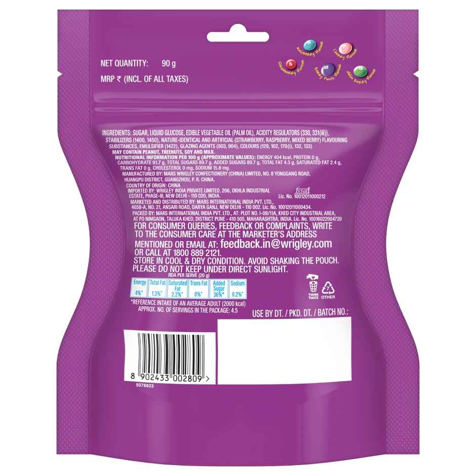 Skittles Wildberry Bite-Size Fruit Flavoured Candy Pouch