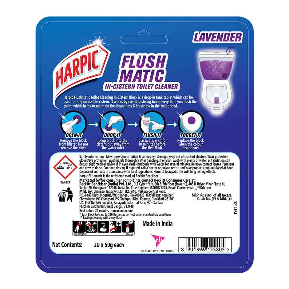 Harpic Flushmatic Lavender Toilet Cleaner Blocks