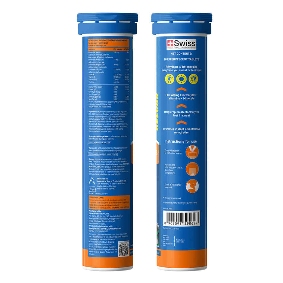 Fast&Up Reload Low Sugar Instant Hydration With 5 Essential Electrolytes | Blue Berry