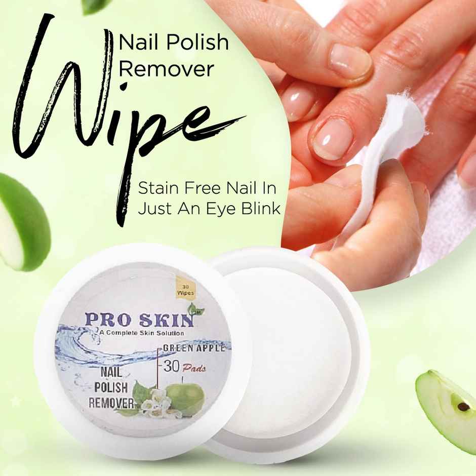 Pro Skin Nail Polish Remover Wipes - Green Apple, 30 wipes