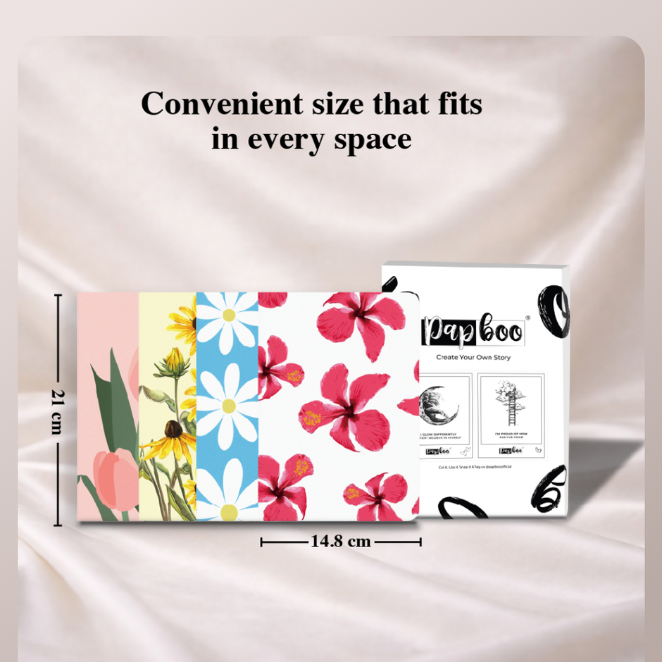 Papboo Floral A5 Ruled Set Of 4 Notebooks, 80 Gsm Paper (240 Pages, 21 x 15 cm, Assorted)