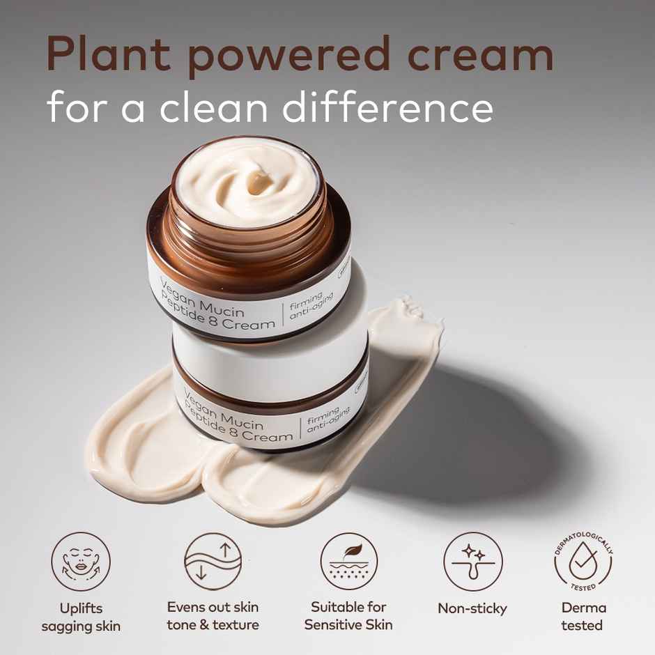 The Face Shop Alltimate Vegan Mucin 8 Peptide Cream - Anti Aging Korean Moisturizer With No Snails