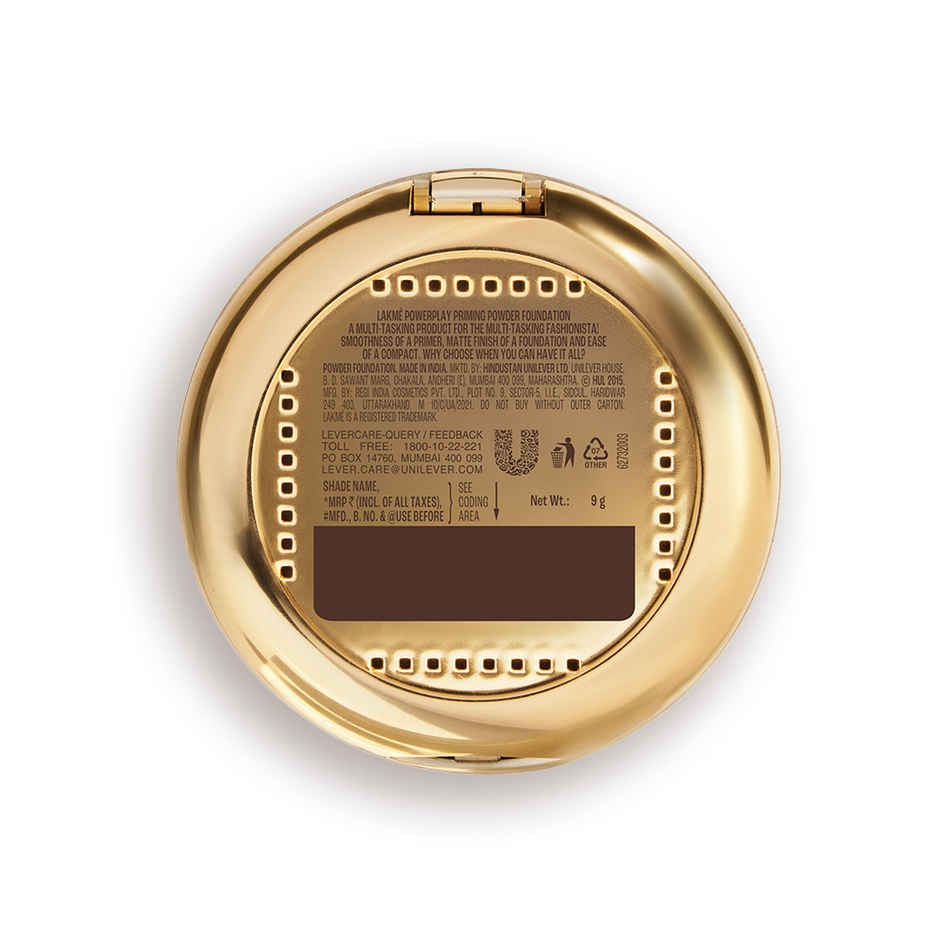 Lakme Powerplay Priming Powder Foundation, 3-in-1, Lasting Matte, Dry/Oily Skin, Silky Golden