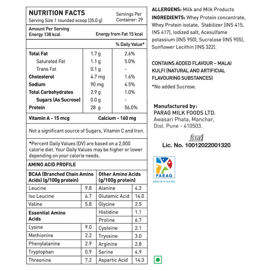 Avvatar Whey Protein Malai Kulfi