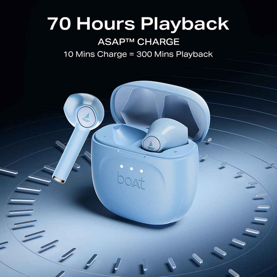 boAt Airdopes 131 Gen 2 TWS, 70H Battery, Beast Mode, 45 ms Low Latency, BT Earbuds | Ice Blue