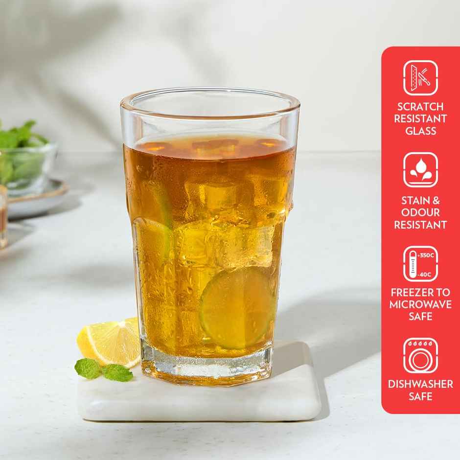 Borosil Eternal 305 ml Set of 6 pcs Transparent Drinking Glass |Borosilicate Glass Tumblers