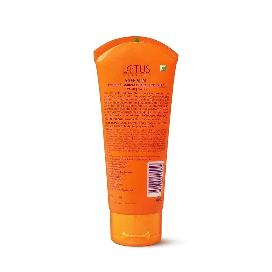 Lotus Herbals Safe Sun Vitamin C Matte Gel Daily Sunscreen SPF 50 PA+++ Oily Skin
