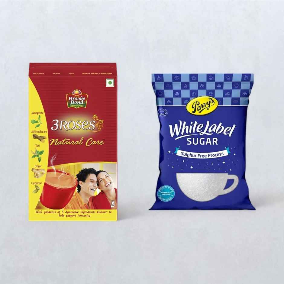 Brooke Bond 3 Roses Natural Care(500gms) & Parrys White Label Sugar(1kg) Combo