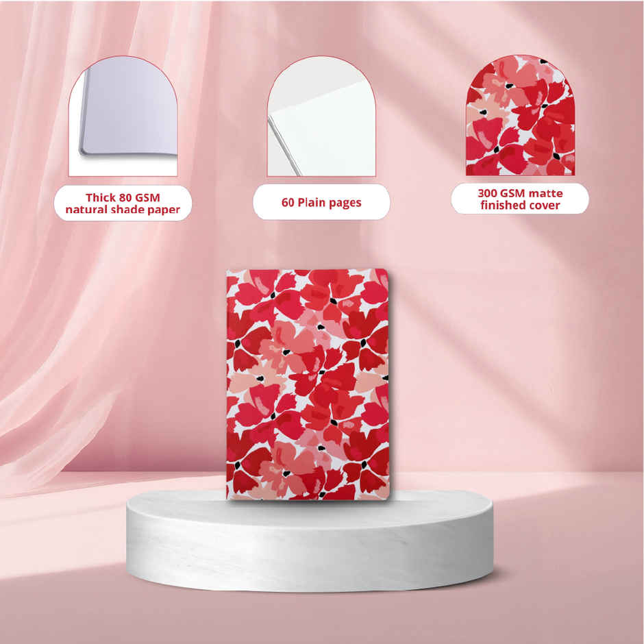 Papboo Floral A5 Ruled Set Of 4 Notebooks, 80 Gsm Paper (240 Pages, 21 x 15 cm, Blue)