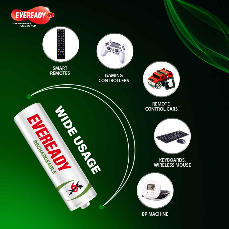 Eveready Rechargeable AAA BP2 600 NIMH Battery(1000 Series)|Pack of 2