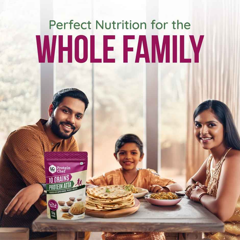 Protein Chef 10 Grain Double Protein Atta- Chakki Multigrain Atta with Millet Jowar Ragi Flour