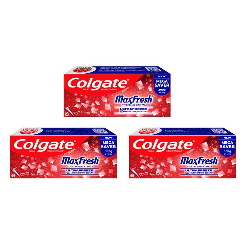 Colgate MaxFresh Toothpaste, Red Gel Paste with Menthol for Super Fresh Breath (Spicy Fresh) Combo