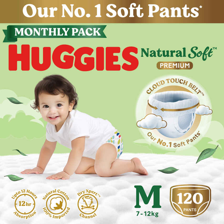 Huggies Natural Soft Pant Style Diaper | M | 120 pcs