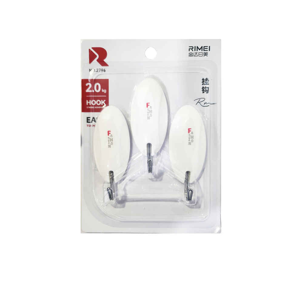 Chrome 2796 Self Adhensive Wall Hook | Set Of 3 - Assorted