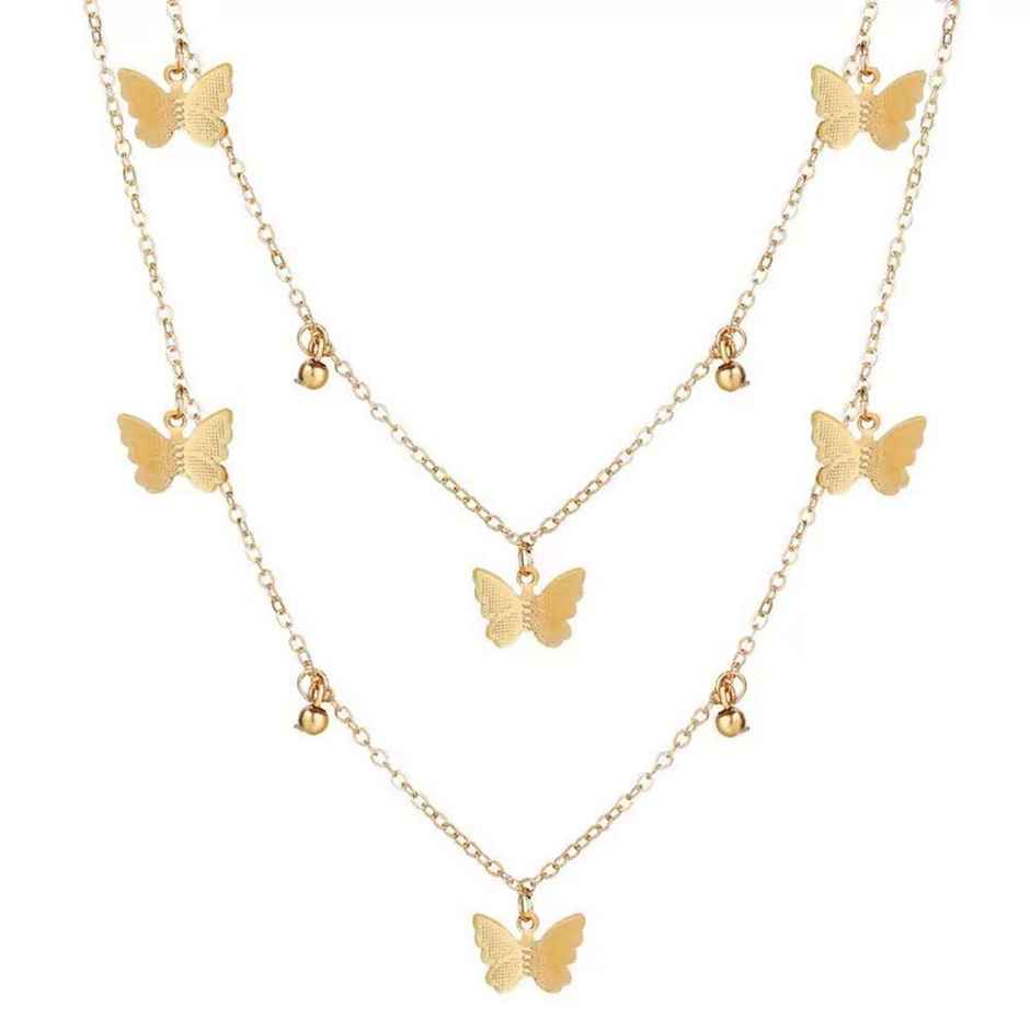 Shining Diva Fashion Multilayer Cubic Zirconia Golden Western Necklace for Women | 12249np