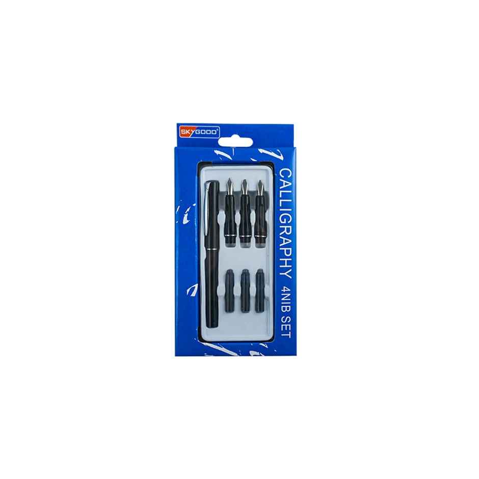 Chrome Calligraphy 4 Nib Pen Set (Silver)