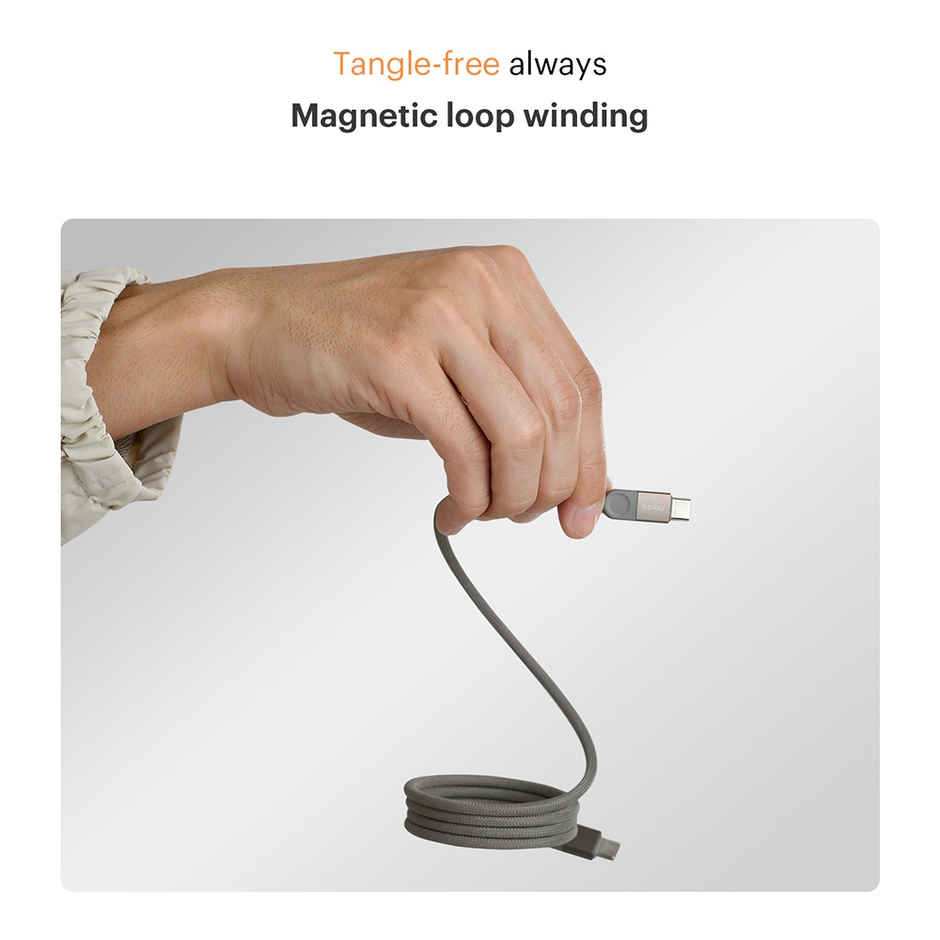 Noise Power Series 100W Braided Type-C to Type-C Cable, 1 Meter, Fast Charge | Type C Cable for iPhones 15 and Above, All Type C Androids Mobiles, Macbook, USB-C Laptops, other USB-C Devices - Grey