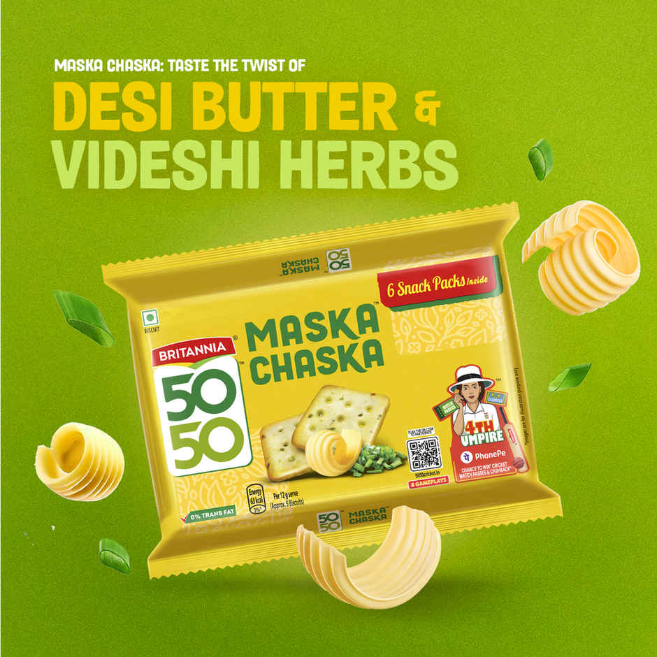Britannia 50-50 Maska Chaska Biscuits Butter Flavoured Crackers | Combo